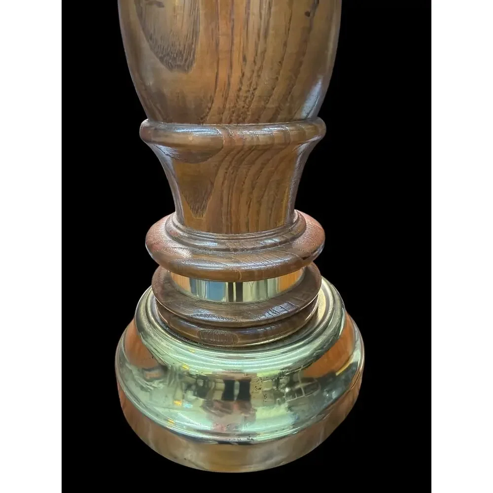 Vintage Solid Oak Brass Table Lamp Traditional Library Office 31
